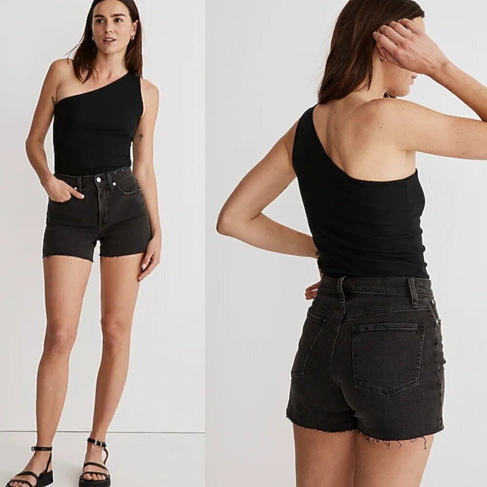 Madewell Black Distressed High Rise Denim Jean Shorts - 27504